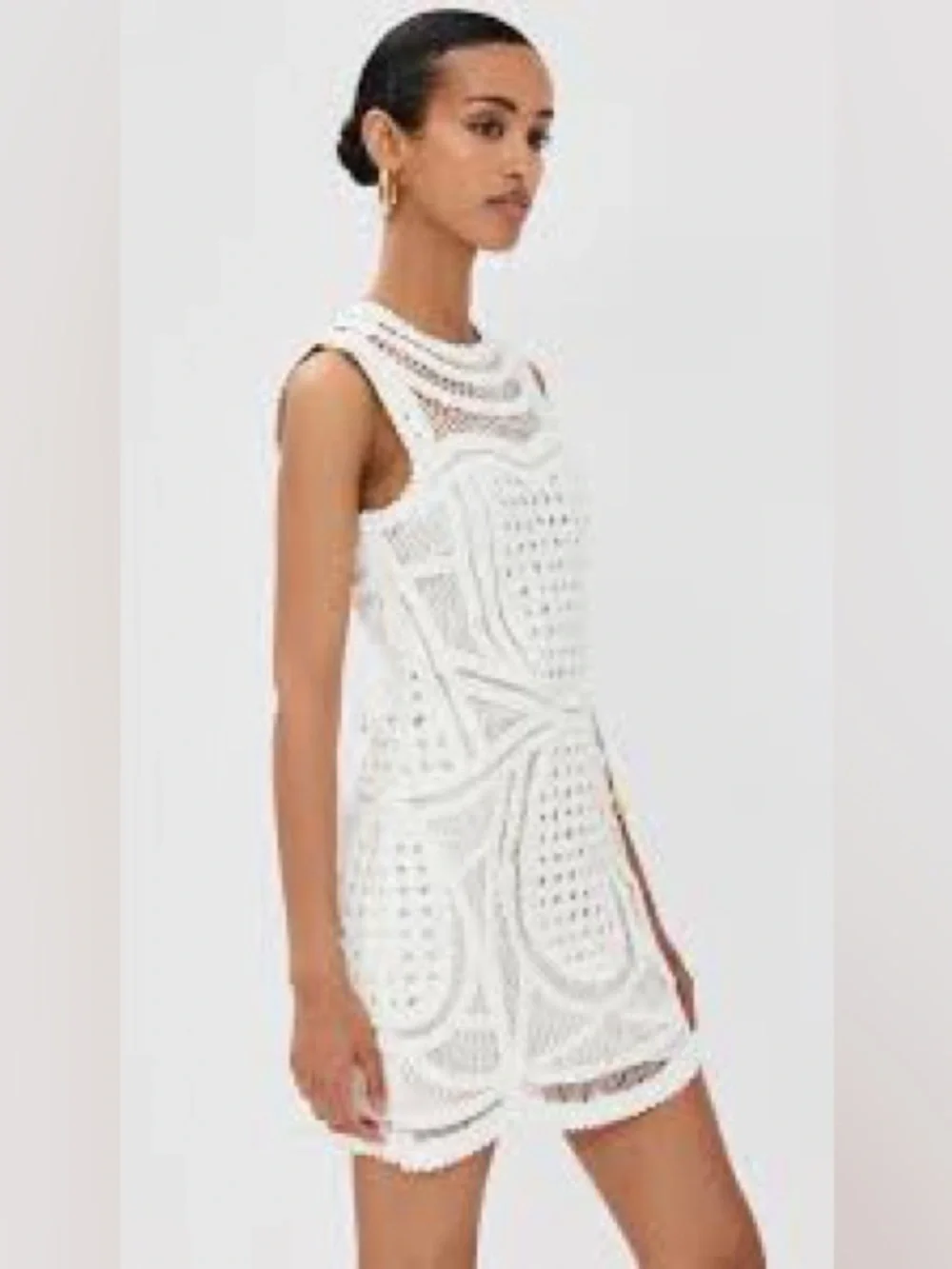 Jonathon Simkhai Coen White Crochet Mini Dress - Picture 2 of 10
